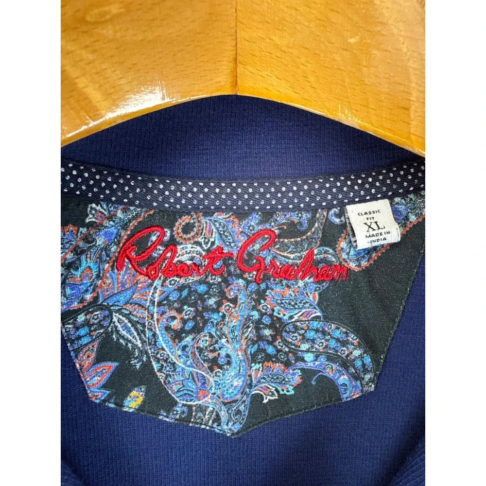 Robert Graham Pullover Men XL Navy Blue Waffle Knit Skull Rose Hipster Cocktail